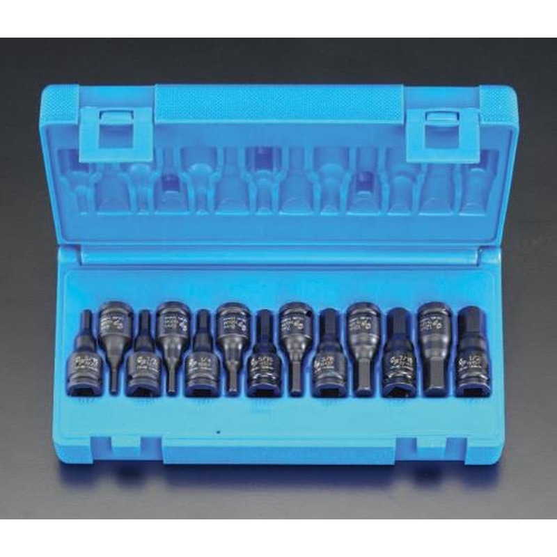 エスコ EA164CP-23 3/8”DR［INHEX]インパクトビットソケットセット(ミリ・インチ) 1個（ご注文単位1個）【直送品】