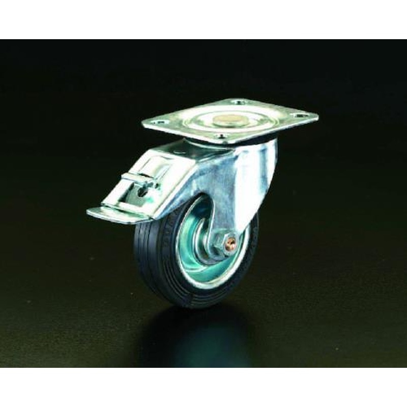 エスコ EA986GD-200 200mmキャスター(自在金具・後輪ブレーキ付) 1個（ご注文単位1個）【直送品】