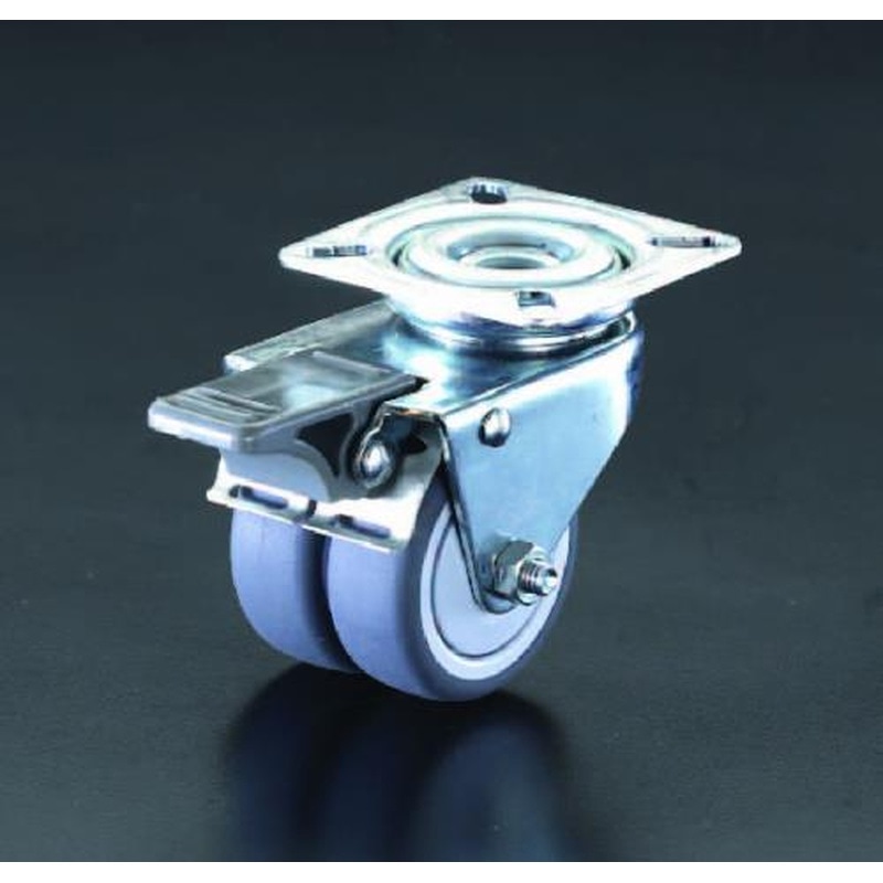 エスコ EA986GN-2 75mmキャスター(自在・ツインホイール・後輪ブレーキ) 1個（ご注文単位1個）【直送品】