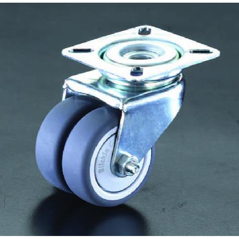 エスコ EA986GN-50 50mmキャスター(自在金具・ツインホイール) 1個（ご注文単位1個）【直送品】