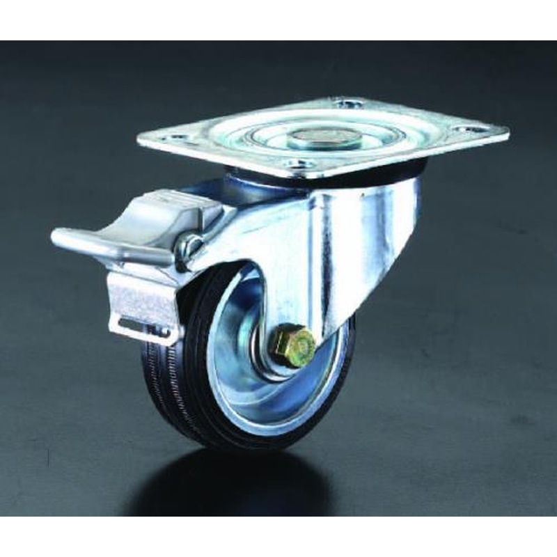 エスコ EA986HB-4 160mmキャスター(自在金具・後輪ブレーキ付) 1個（ご注文単位1個）【直送品】