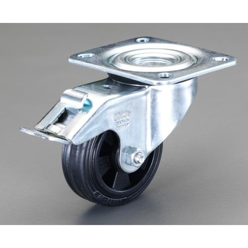 エスコ EA986JB-1 80mmキャスター(自在金具・後輪ブレーキ付) 1個（ご注文単位1個）【直送品】