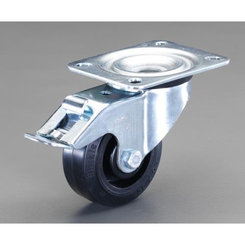 エスコ EA986HY-1 80mmキャスター(自在金具・後輪ブレーキ付) 1個（ご注文単位1個）【直送品】