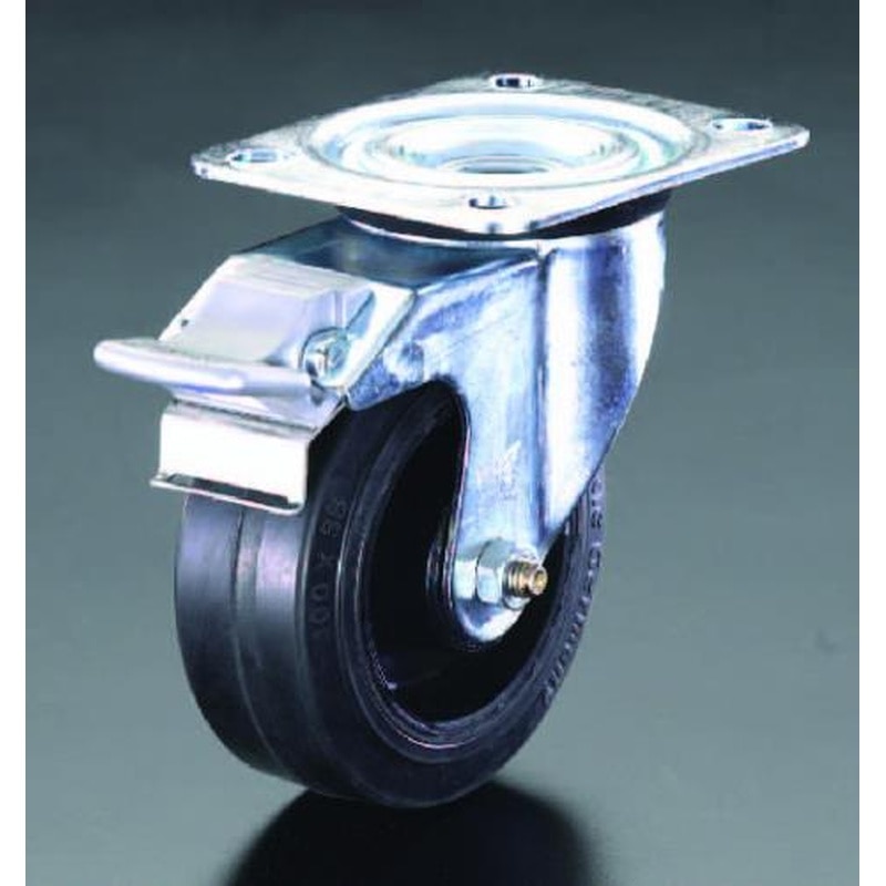 エスコ EA986HY-5 200mmキャスター(自在金具・後輪ブレーキ付) 1個（ご注文単位1個）【直送品】