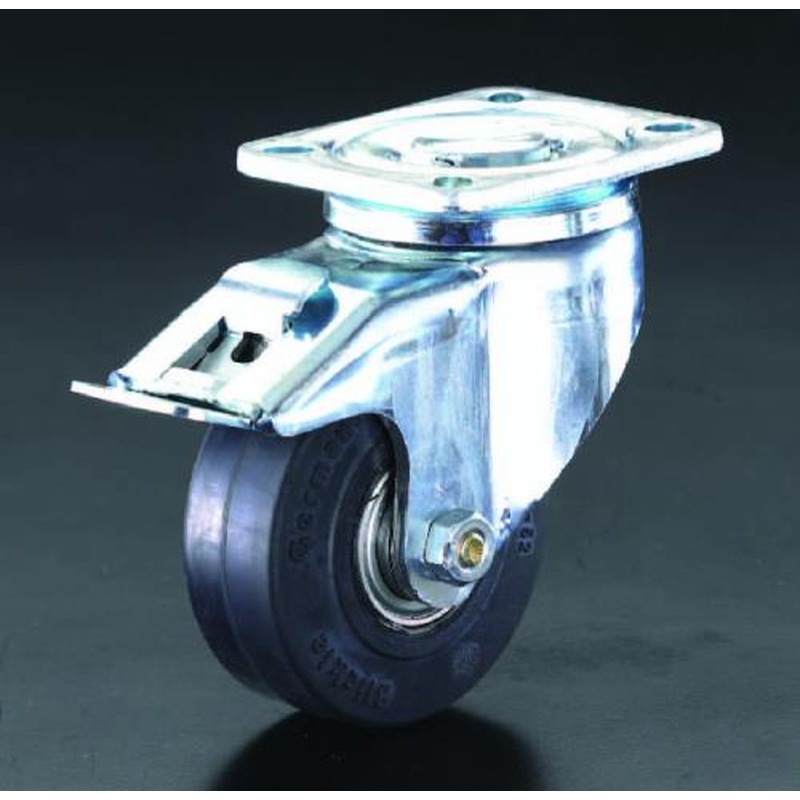 エスコ EA986HJ-4 200mmキャスター(自在金具・後輪ブレーキ付) 1個（ご注文単位1個）【直送品】