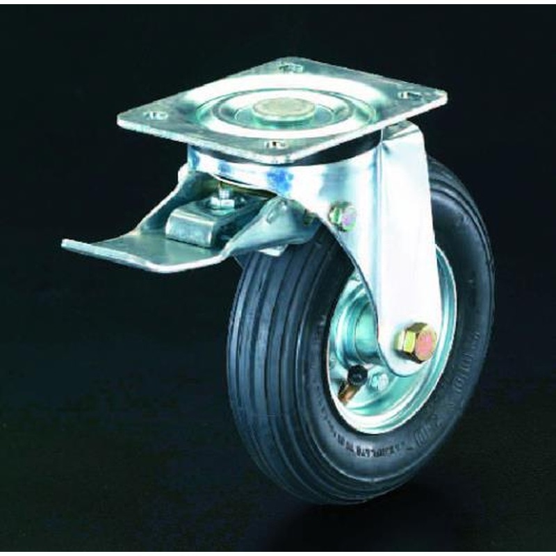 エスコ EA986HH-2 220mmキャスター(自在・空気入・前輪ブレーキ) 1個(ご注文単位1個)【直送品】