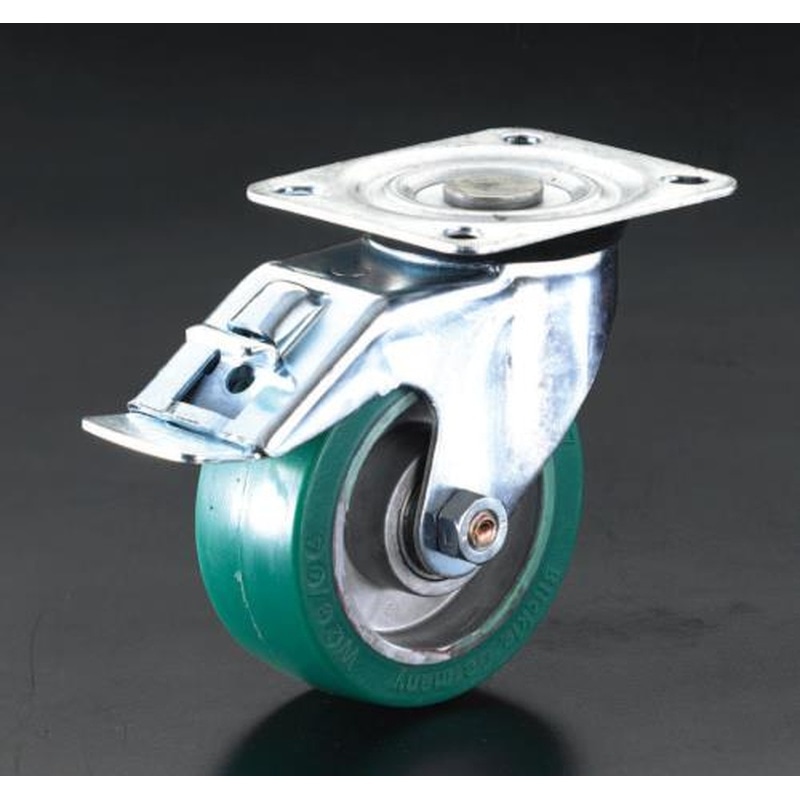 エスコ EA986JK-1 100mmキャスター(自在金具・後輪ブレーキ付) 1個（ご注文単位1個）【直送品】