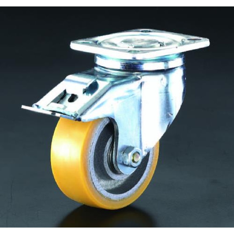 エスコ EA986kg-15 200mmキャスター(自在金具・後輪ブレーキ付) 1個（ご注文単位1個）【直送品】