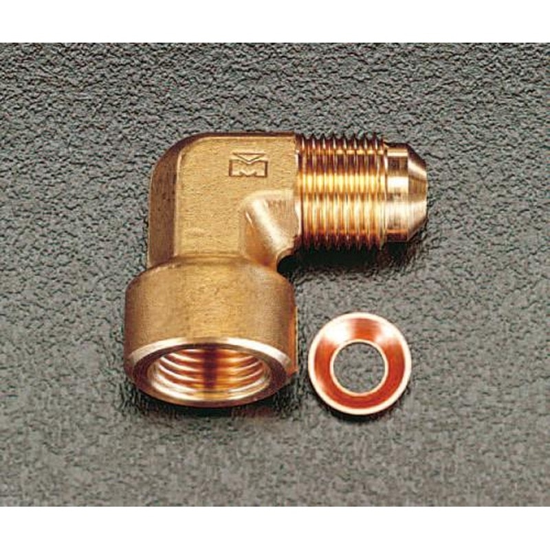 エスコ EA443EB-2 F1/4”xF1/4”フレアーエルボ(銅パッキン付) 1個（ご注文単位1個）【直送品】
