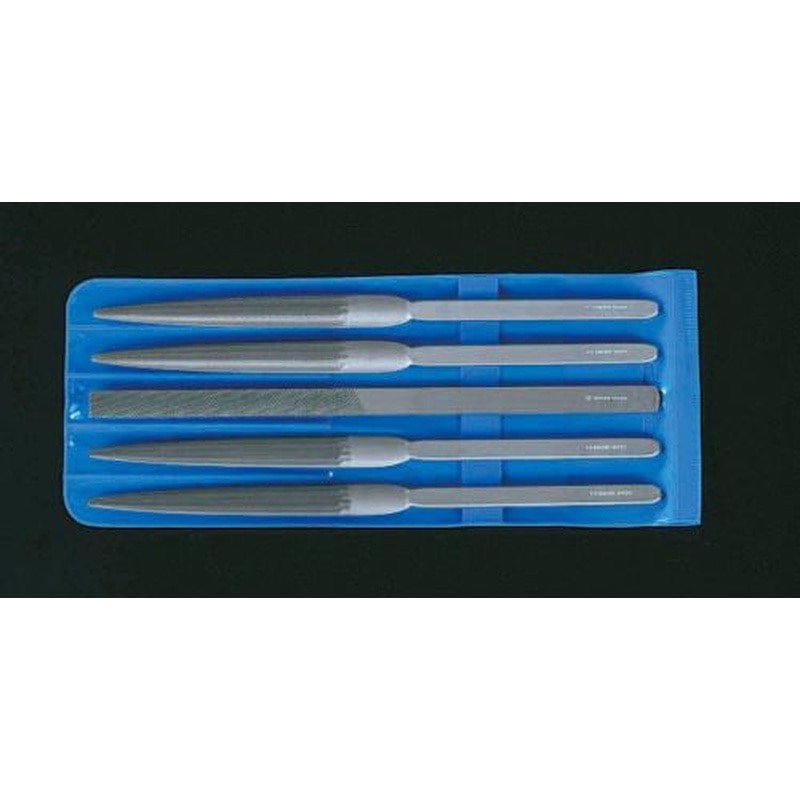 エスコ EA521VS 210mm精密やすり(平・半丸・5本組/中・細目) 1個（ご注文単位1個）【直送品】