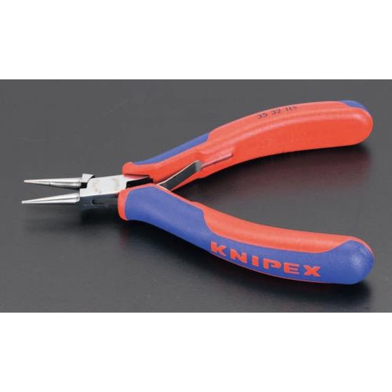 エスコ EA537KR-3 115mm精密用プライヤー(グリップ・バネ付/丸) 1個(ご注文単位1個)【直送品】