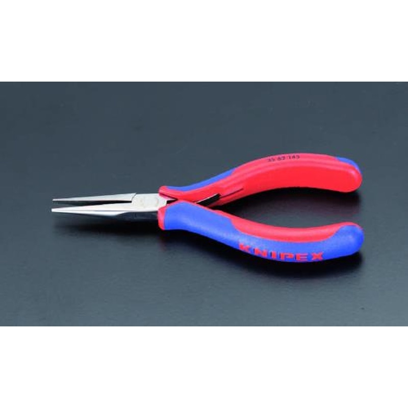 エスコ EA537KR-12 145mm精密用プライヤー(グリップ付/半丸/ストレート) 1個(ご注文単位1個)【直送品】