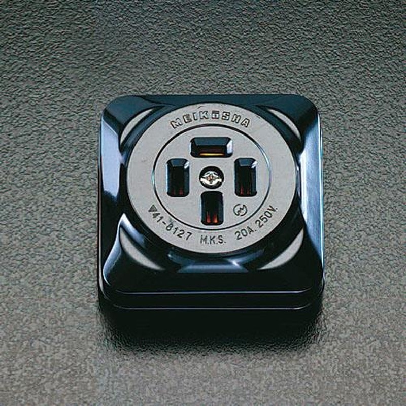 エスコ EA940CL-12 250V/20A接地角型コンセント(接地3P) 1個(ご注文単位1個)【直送品】