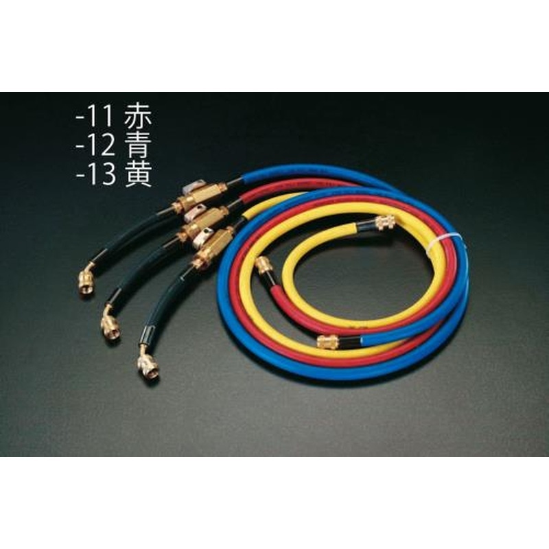 エスコ EA104LF-11 120cm/R404A・R407Cバルブ付チャージングホース(赤) 1個(ご注文単位1個)【直送品】