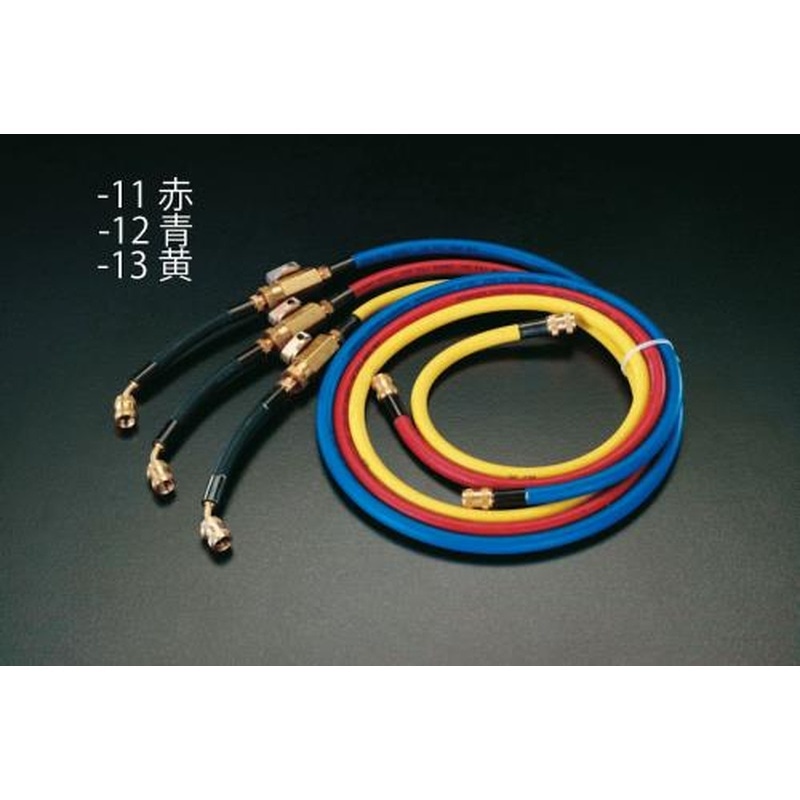 エスコ EA104TF-13 120cm/R32R410Aボールバルブ付チャージングホース(黄) 1個(ご注文単位1個)【直送品】