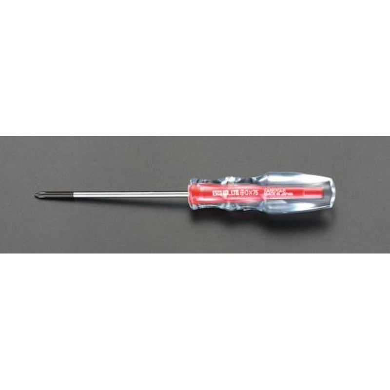 エスコ EA557CA-0 #0x75mm［＋]ドライバー(細軸クリスタル) 1個（ご注文単位1個）【直送品】