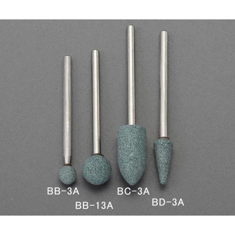 エスコ EA819BC-3A 10x20mm/3mm軸軸付砥石(砲弾型/緑) 1個（ご注文単位1個）【直送品】