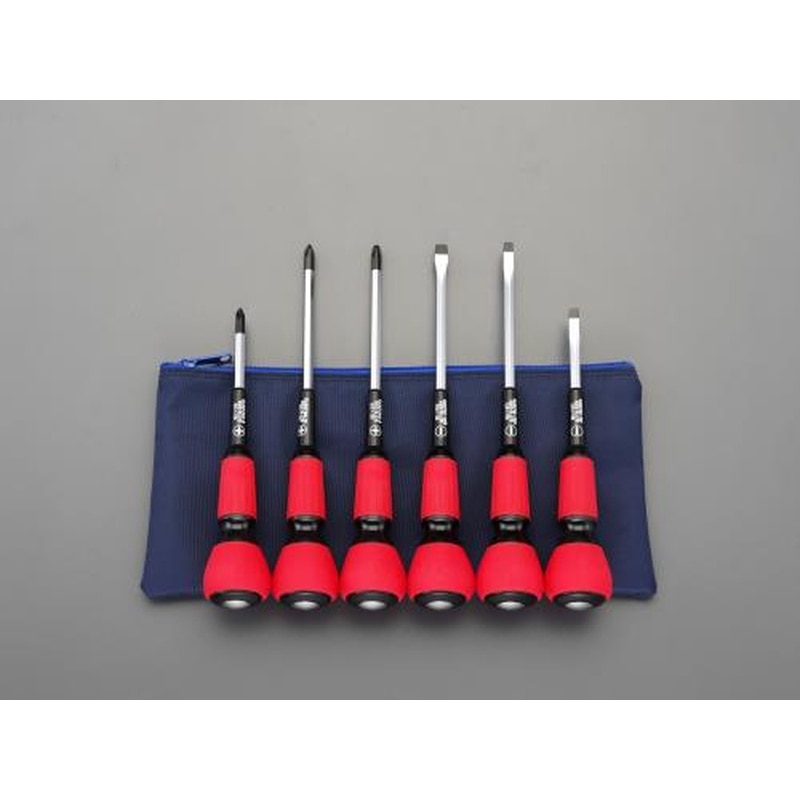 エスコ EA557AK-600 6本組［＋-]ドライバー(パワーG貫通柄・ケース付) 1個（ご注文単位1個）【直送品】