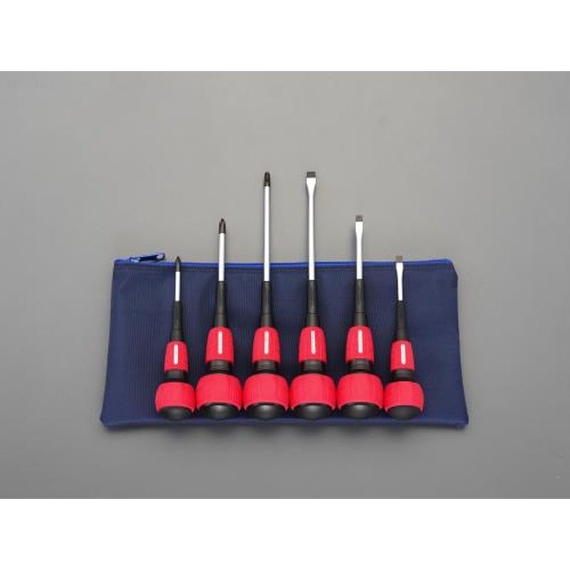 エスコ EA557AM-600 6本組［＋-]ドライバー(パワーG・電工ケース付) 1個（ご注文単位1個）【直送品】