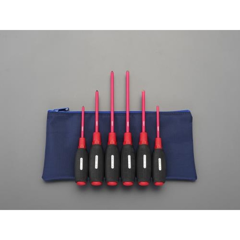 エスコ EA557AT-600 6本組［＋-]ドライバー(絶縁/ケース付) 1個（ご注文単位1個）【直送品】