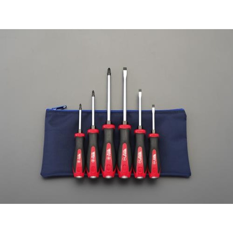 エスコ EA557DE-600 6本組ドライバー(貫通柄・手元六角/ケース付) 1個（ご注文単位1個）【直送品】