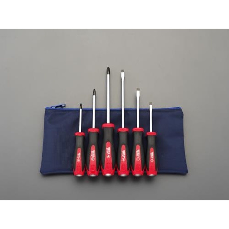 エスコ EA557DF-600 6本組ドライバー(貫通柄・ケース付) 1個（ご注文単位1個）【直送品】