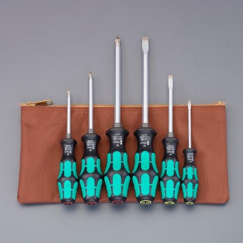 エスコ EA560WD-600 6本組［＋-]ドライバー(手元六角/ケース付) 1個（ご注文単位1個）【直送品】