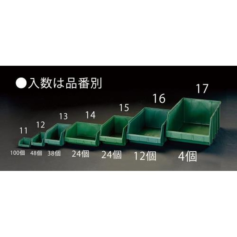 エスコ EA661cm-15 213x350x165mmパーツトレー(重ね置型・緑/24個) 1個（ご注文単位1個）【直送品】