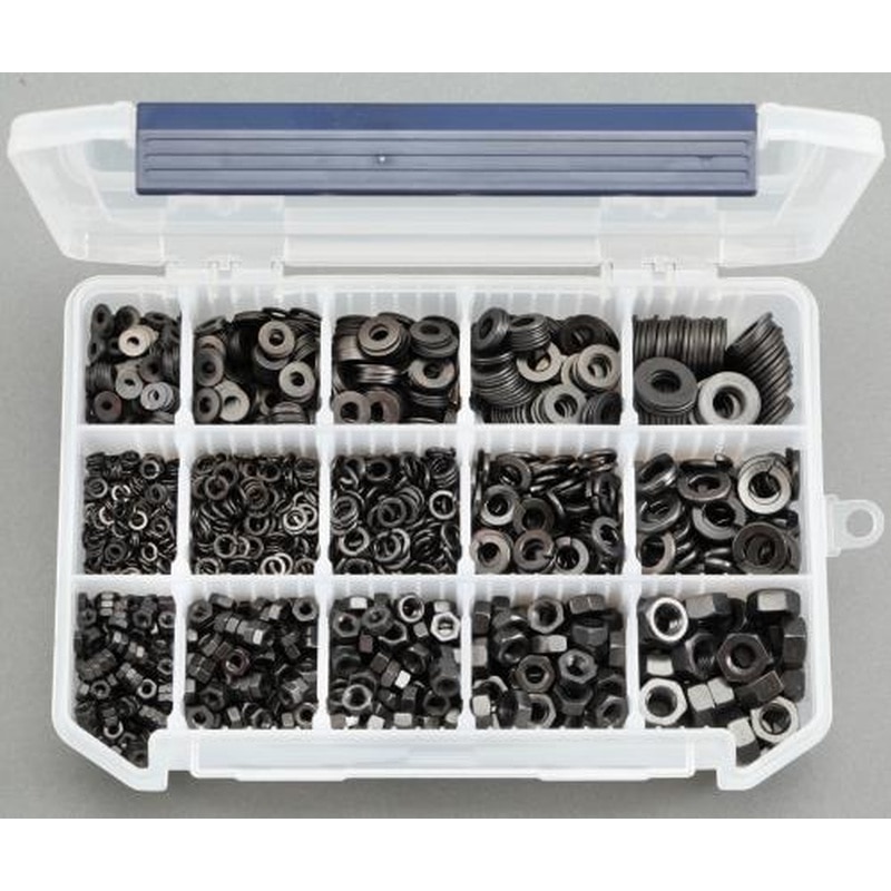 エスコ EA949LT-6 M3-M8六角ナット・ワッシャーセット(ステンレス/黒色) 1個（ご注文単位1個）【直送品】