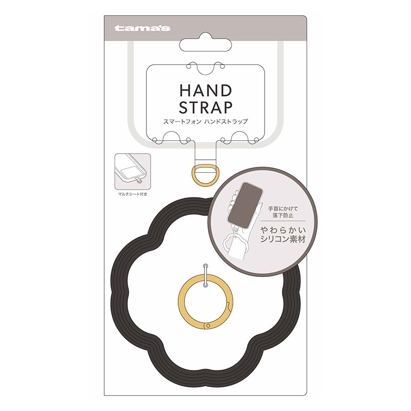 多摩電子工業 スマートフォン用シリコン製ハンドストラップ ブラック TP04K 1個(ご注文単位1個)【直送品】