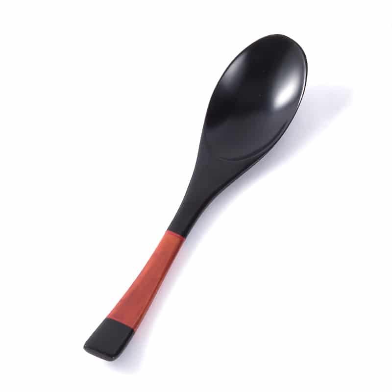 山下工芸 木製塗分おかゆスプーン 黒 26014440 1本（ご注文単位1本）【直送品】