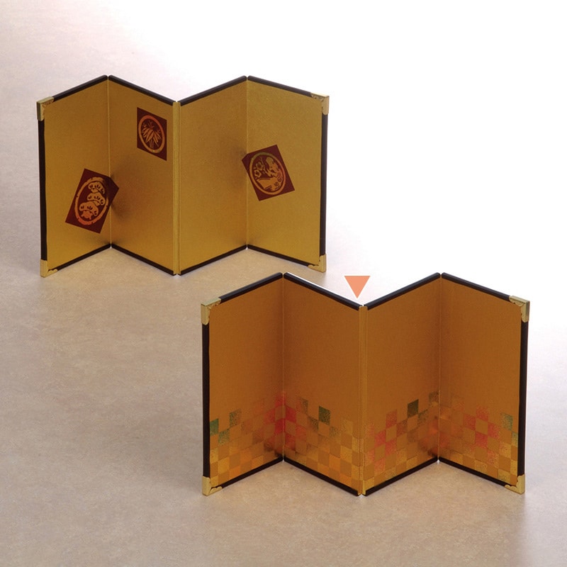 山下工芸 4曲ミニ金屏風 市松 A 42065610 1個（ご注文単位1個）【直送品】