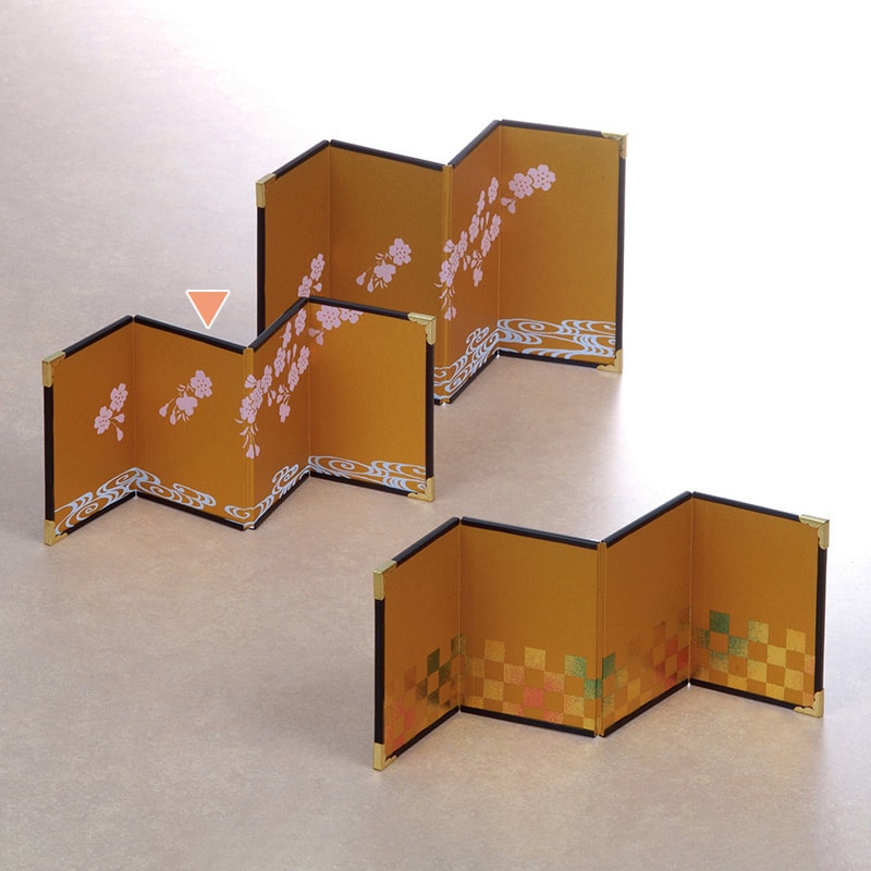 山下工芸 4曲ミニ金屏風 観世桜 小 42065630 1個（ご注文単位1個）【直送品】