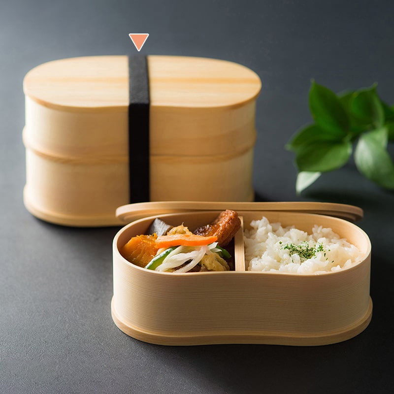 山下工芸 豆型二段弁当 ナチュラル 32268000 1個（ご注文単位1個）【直送品】