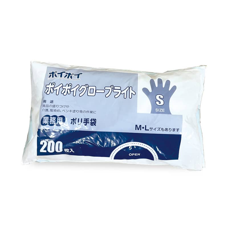 プラテック45 ポリ手袋 ポイポイグローブライト 半透明 Sサイズ 200枚入 P-GLS 1外袋/袋（ご注文単位40袋）【直送品】