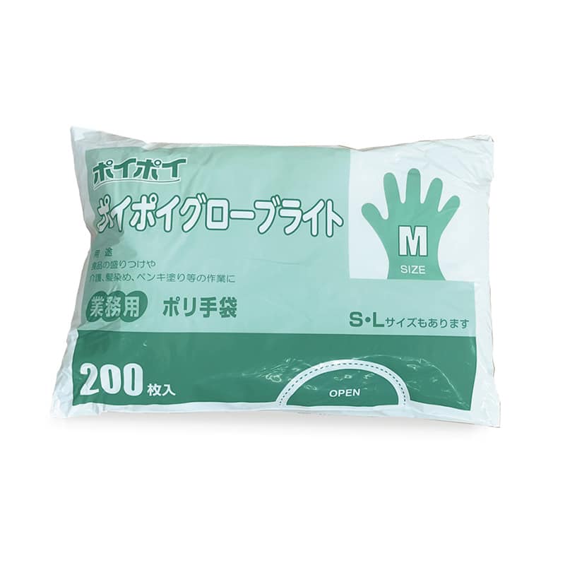 プラテック45 ポリ手袋 ポイポイグローブライト 半透明 Mサイズ 200枚入 P-GLM 1外袋/袋（ご注文単位40袋）【直送品】