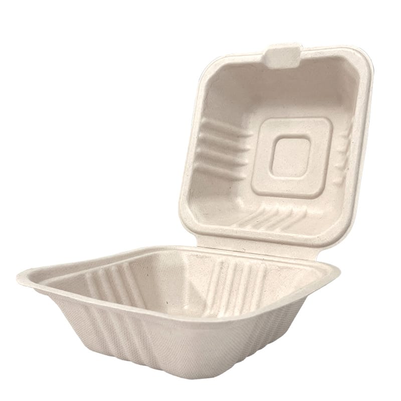 プラテック45 未晒しバガスバーガーボックス 正方形 15×15cm NPL-C01-B024 1パック（ご注文単位12パック）【直送品】