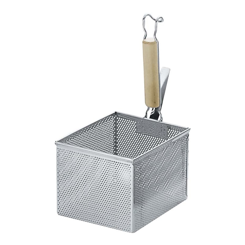 三宝産業 UK 18-8 パンチング 木柄 角型うどん揚 1個(ご注文単位1個)【直送品】