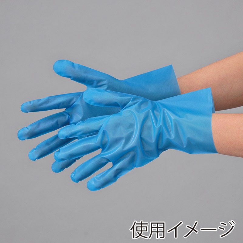 エブノ ポリ手袋 ポリグローブフィット L 箱入 310 ブルー 100枚/箱(ご注文単位40箱)【直送品】