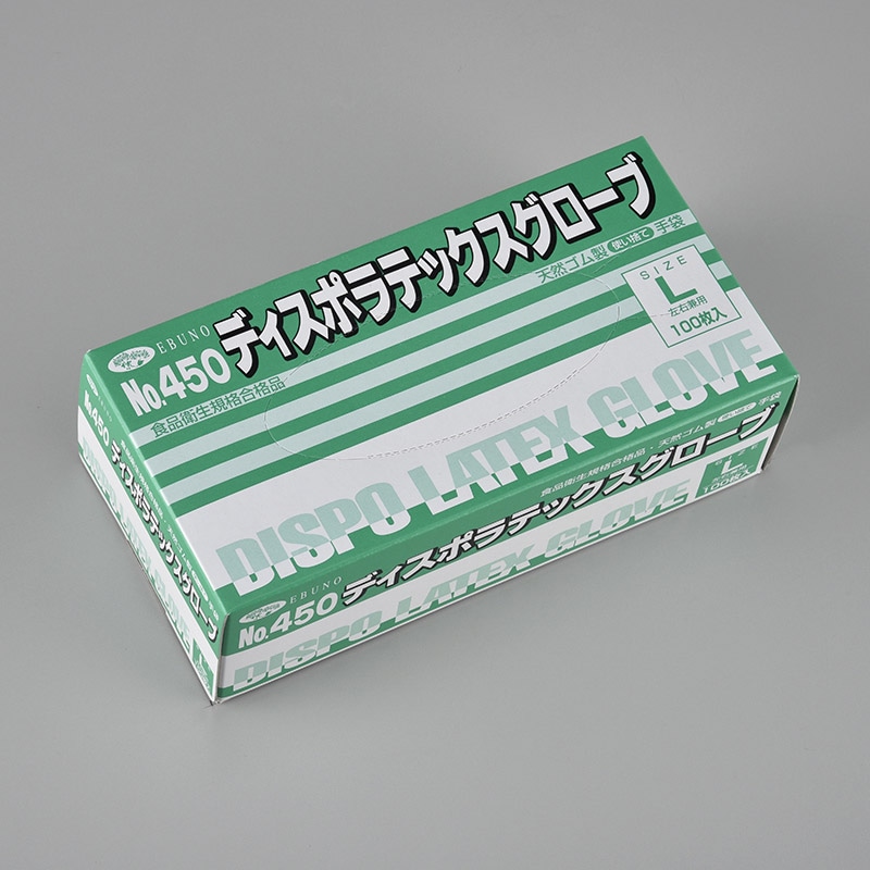 【直送品】 エブノ ディスポラテックスグローブ L 450　ナチュラル 100枚/箱（ご注文単位20箱）