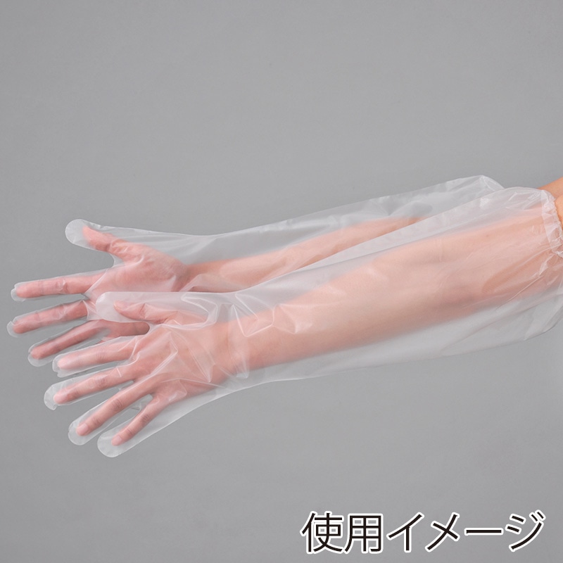 エブノ 手袋 ポリエンボスロング ゴム付 箱入 フリー 308 半透明 30枚/箱(ご注文単位20箱)【直送品】