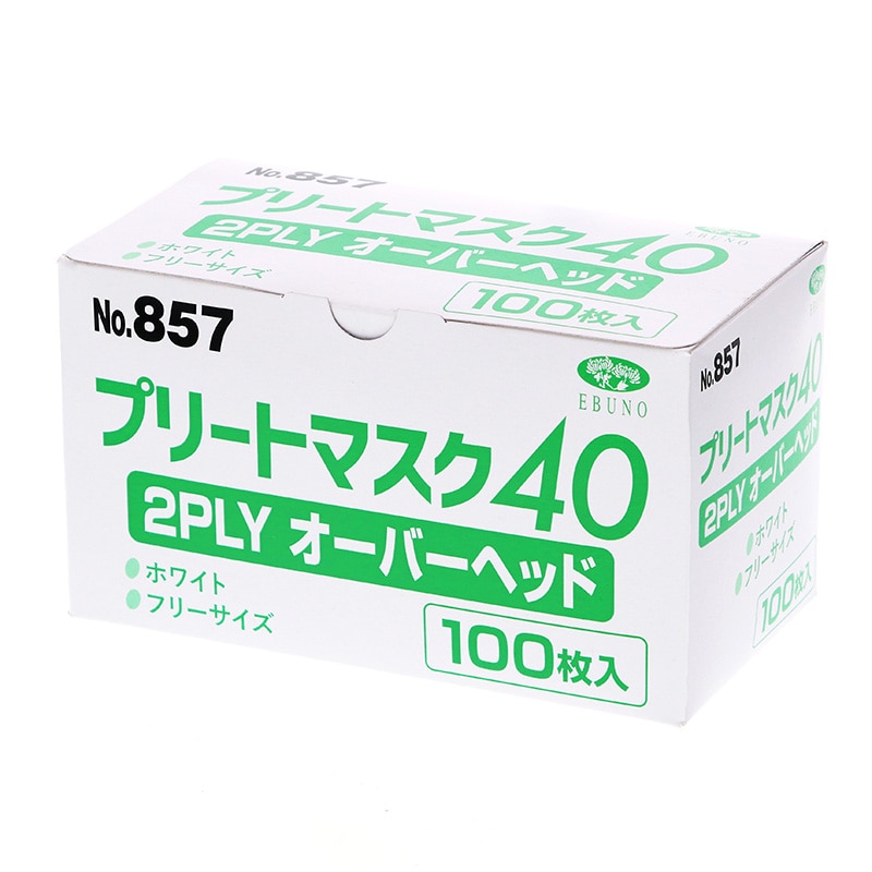 エブノ 不織布マスク プリートマスク40 2PLY オーバヘッド 1箱(100枚)