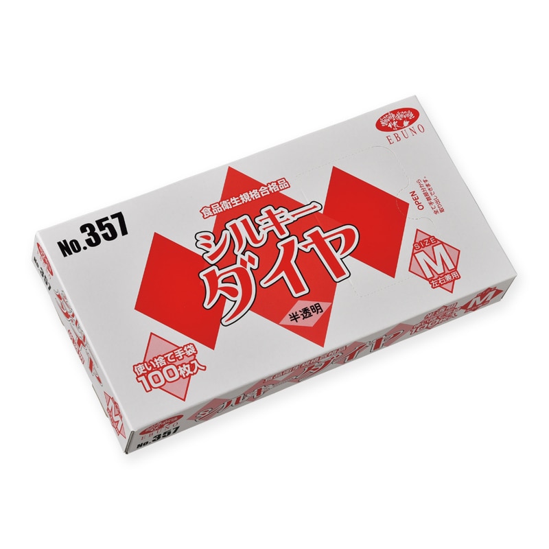 エブノ ポリ手袋　シルキーダイヤ M　箱入 357　半透明 100枚/箱（ご注文単位60箱）【直送品】