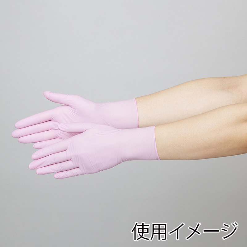 エブノ ニトリル手袋 ニトリルトライ3 No.567 ピンク パウダーフリー M 1502923 100枚/箱