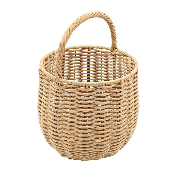 ダイカイ トーク エト フェイクPEラタン ワンハンドルバスケット 丸型 ベージュ 73753 1個/(ご注文単位1個)【直送品】