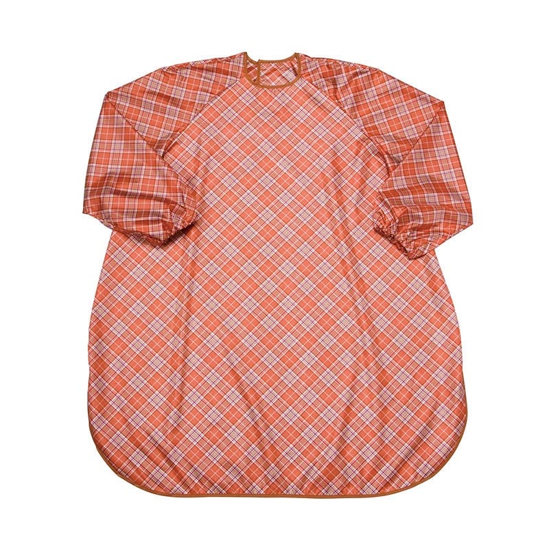 食事前掛 超はっ水 袖付 86×100cm チェック・オレンジ 1040 1個(ご注文単位1個)【直送品】