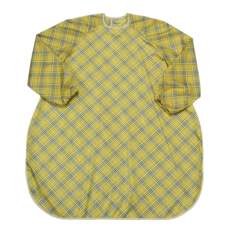 食事前掛 超はっ水 袖付 86×100cm チェック・イエロー 1040 1個(ご注文単位1個)【直送品】