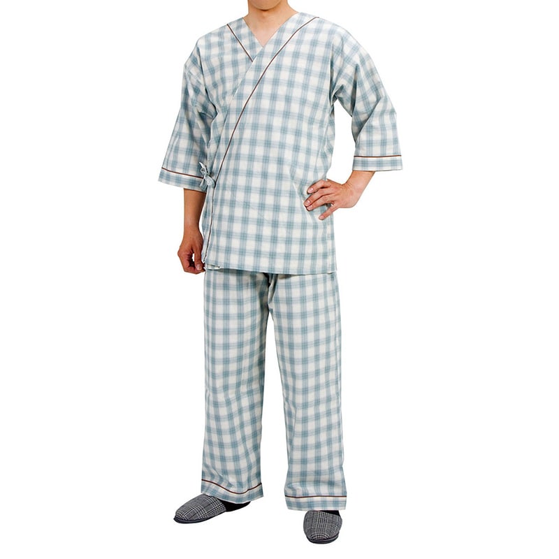 寝巻き セパレートタイプ 紳士用 NO.0730 L タータングリーン 1枚(ご注文単位1枚)【直送品】