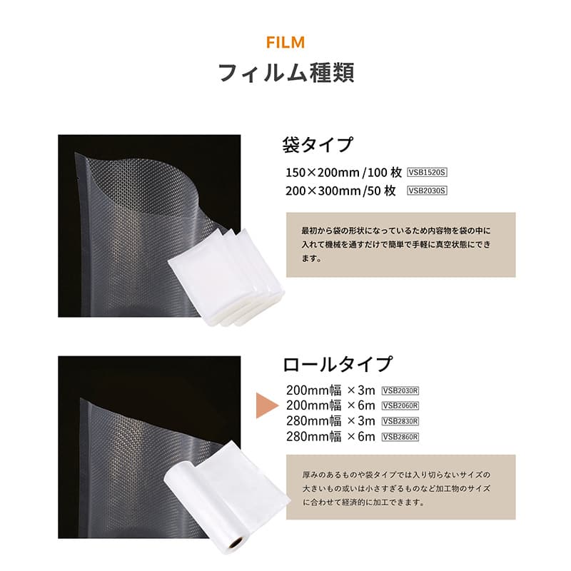 アスカ バキュームシーラーバッグ ロールタイプ 200mm×幅6m VSB2060R 1箱（ご注文単位1箱）【直送品】