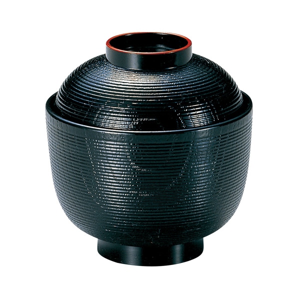 福井クラフト 千筋ケヤキ吸物椀　3寸　蓋親セット 黒天朱　内黒 32015580 1個（ご注文単位1個）【直送品】